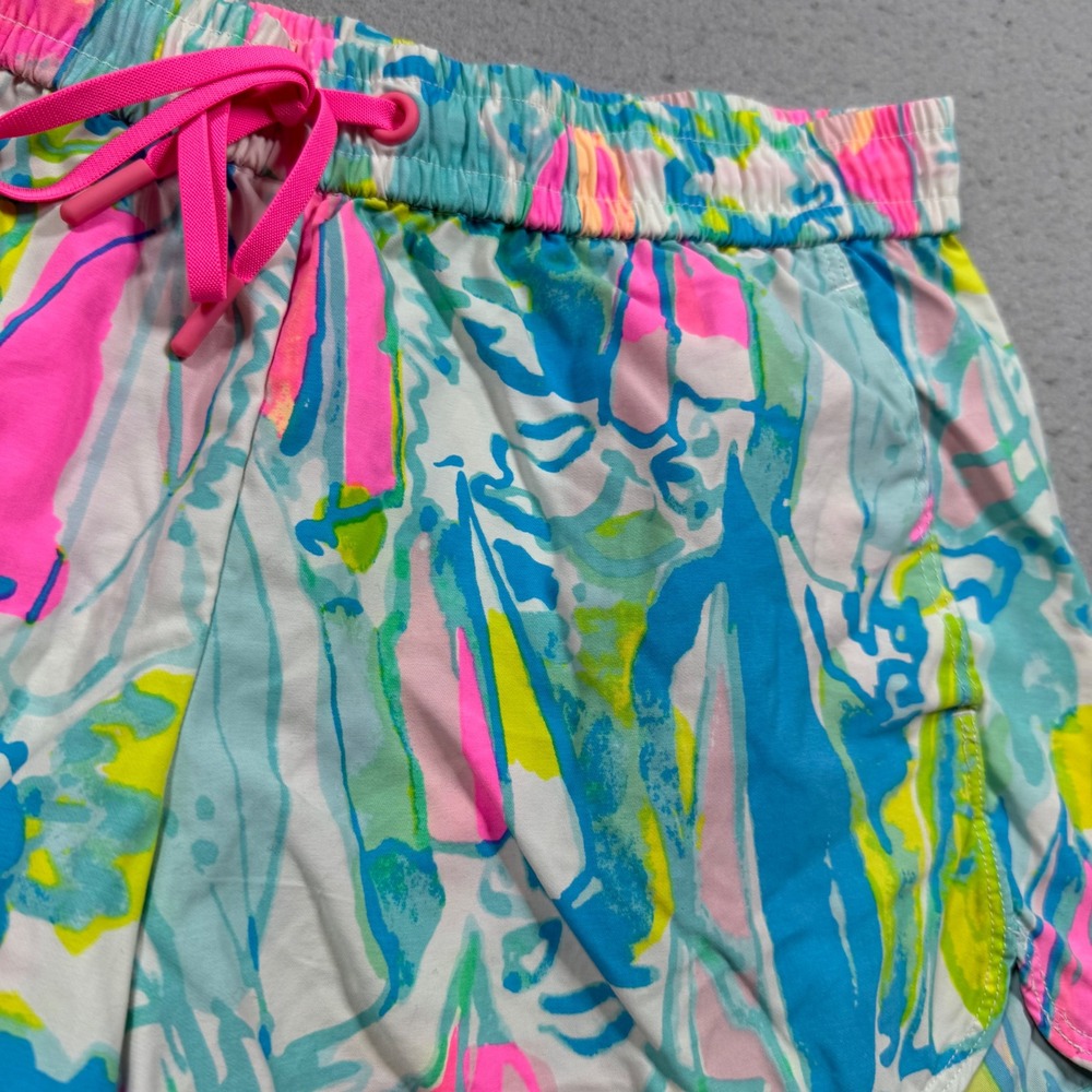 Lilly Pulitzer Ocean Trail Shorts Multicolor Abstract Athletic Running Womens XS